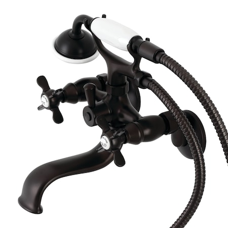 Kingston Brass KS245ORB Tub Wall Mount Clawfoot Tub Faucet with Hand Shower, Oil Rubbed Bronze KS245ORB